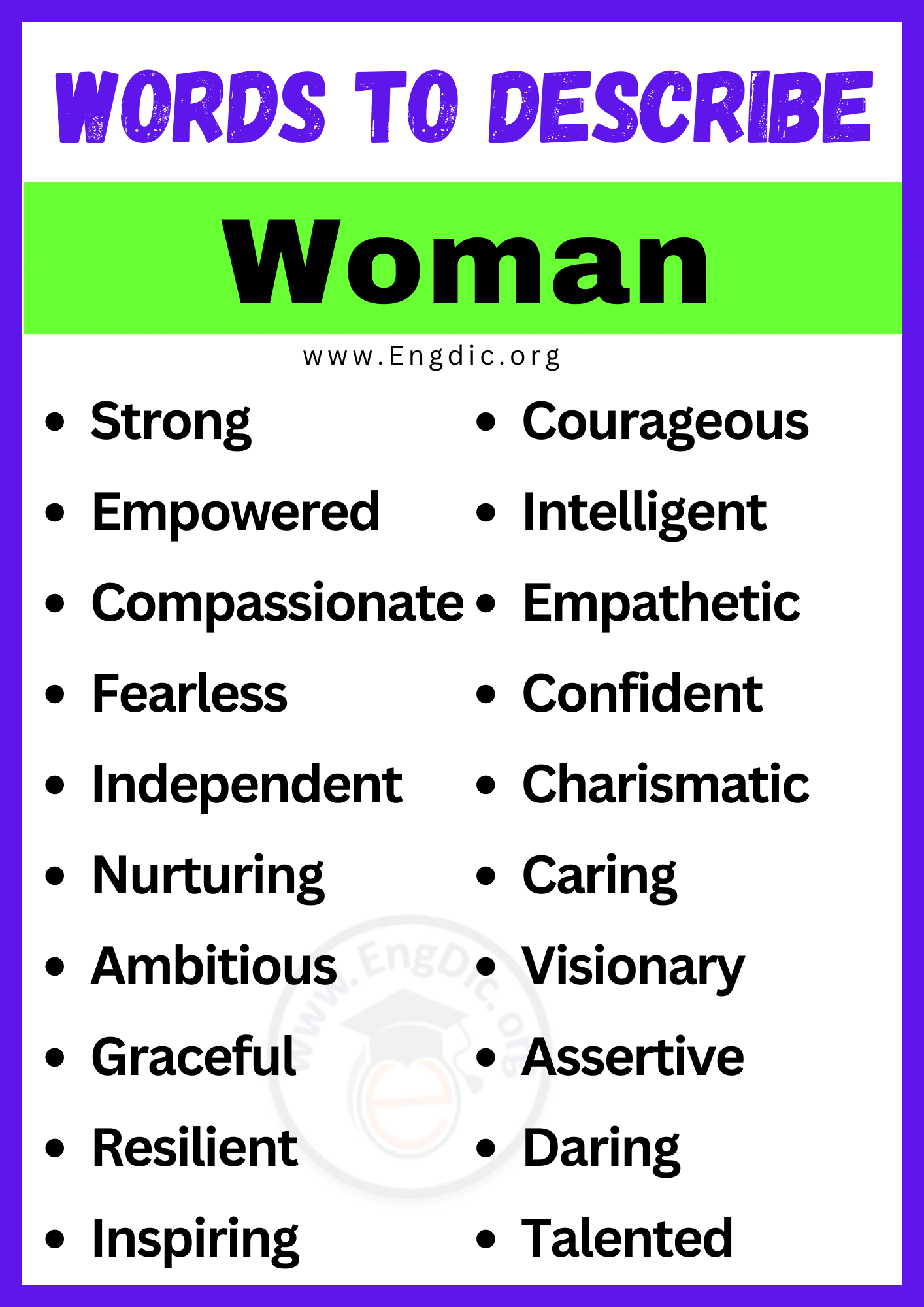 Words to Describe Woman