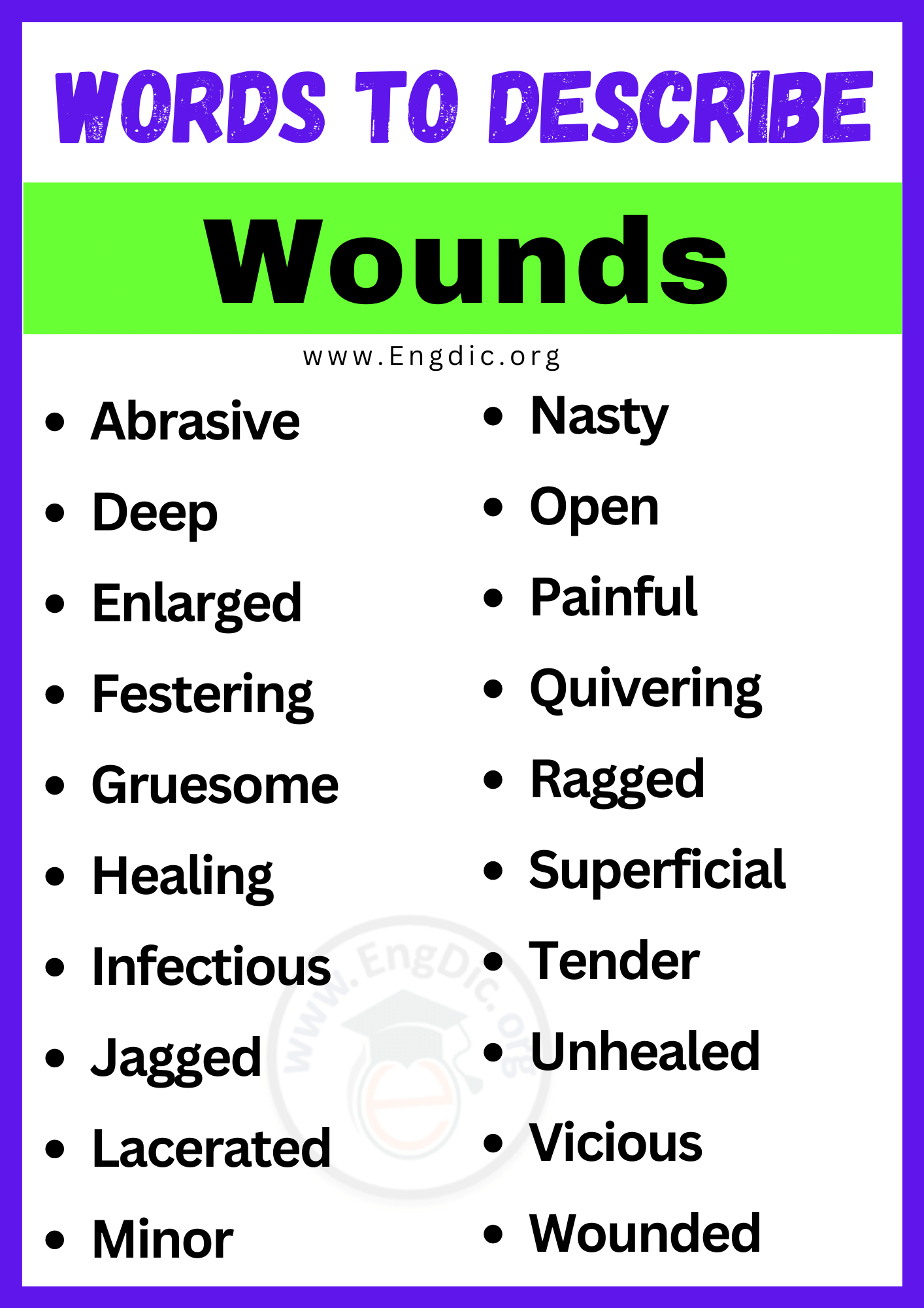 Words to Describe Wounds