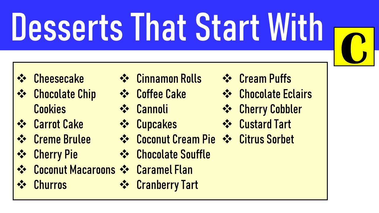 desserts that start with c