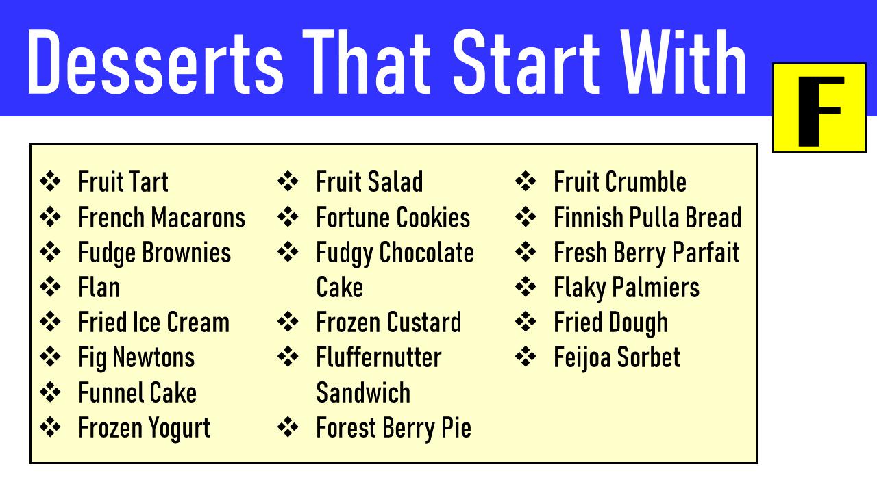 desserts that start with f