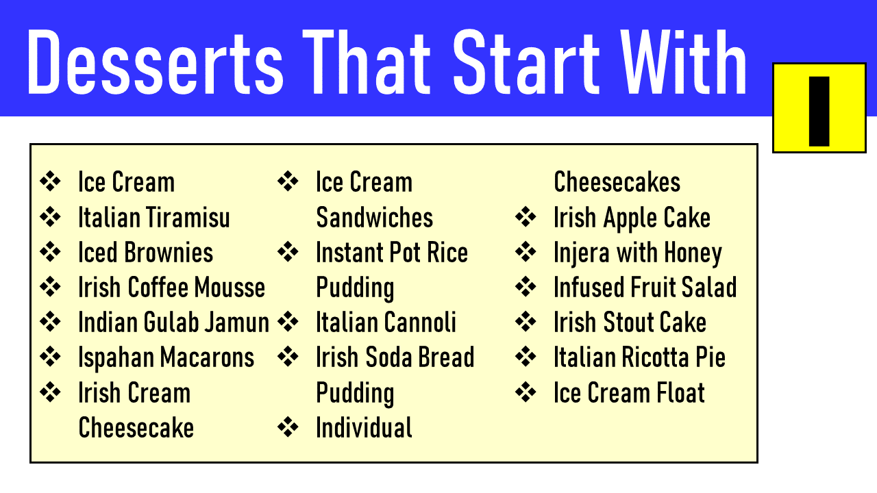 desserts that start with i