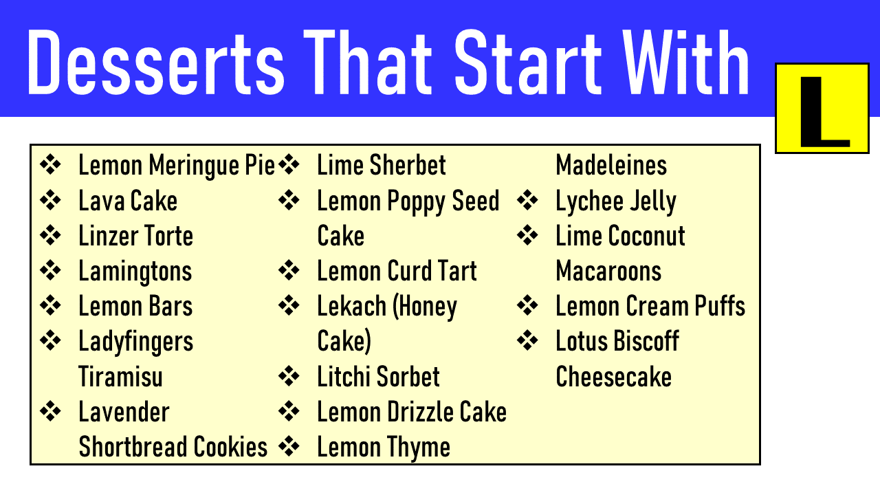 desserts that start with l