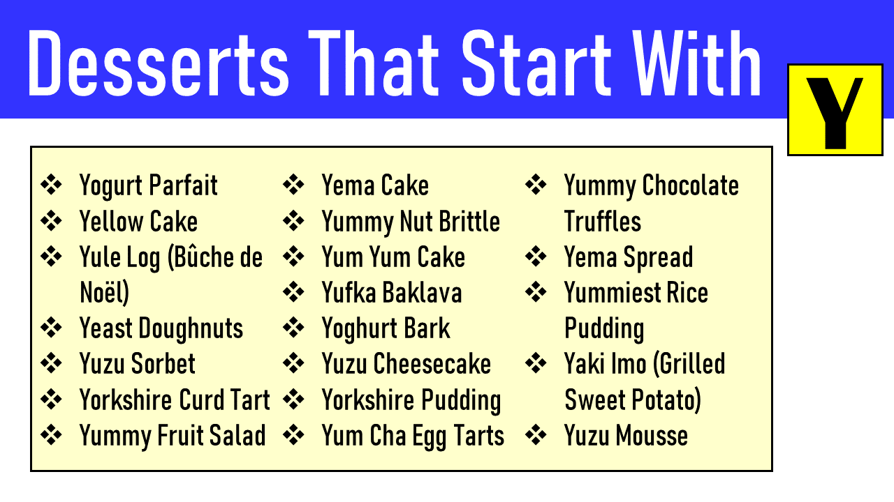 desserts that start with y