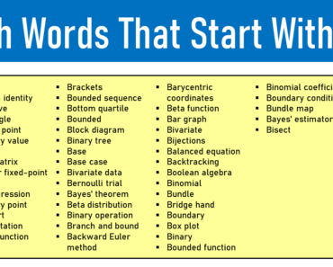 100 Math Words That Start With B