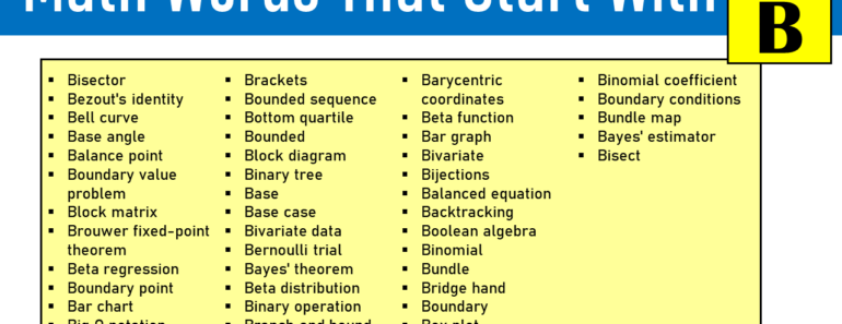 100 Math Words That Start With B