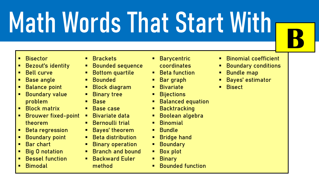 math words that start with b