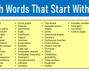 100 Math Words That Start With C