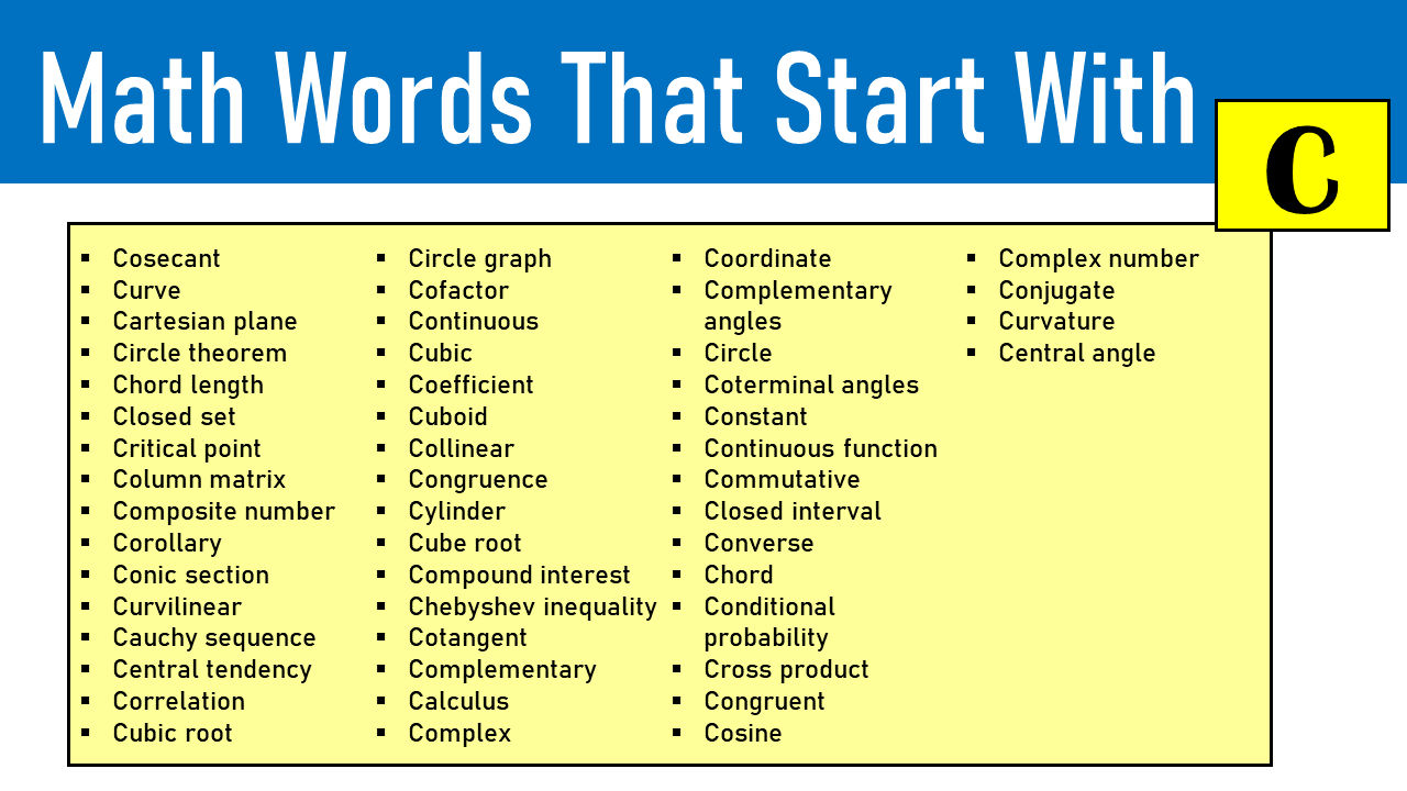 math words that start with c