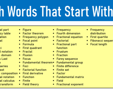 100 Math Words That Start With F