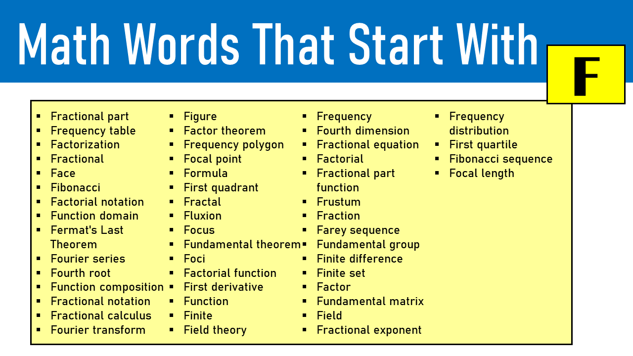math words that start with f
