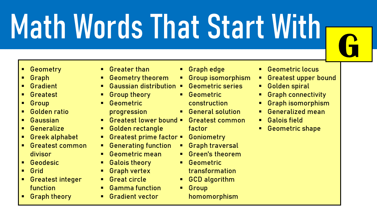 math words that start with g