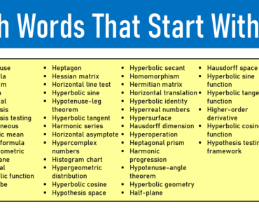 100 Math Words That Start With H
