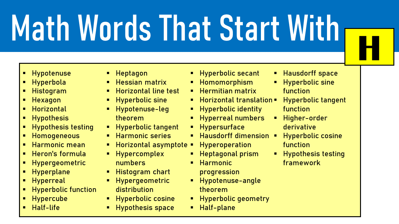 math words that start with h