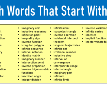 100 Math Words That Start With I
