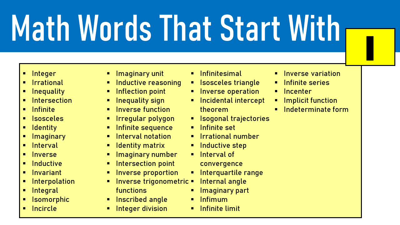 math words that start with i