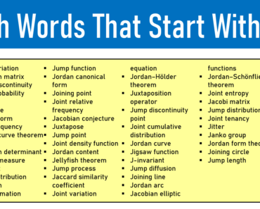 100 Math Words That Start With J