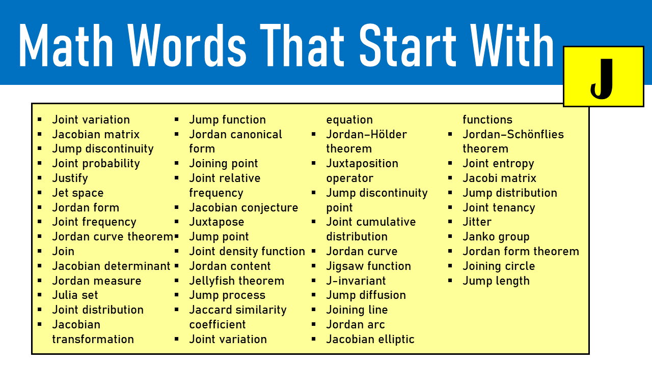 math words that start with j