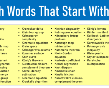 100 Math Words That Start With K