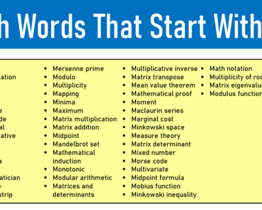 100 Math Words That Start With M