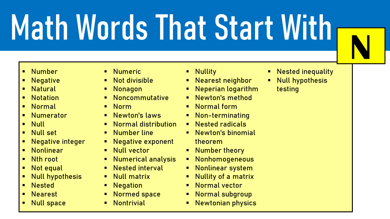 math words that start with n