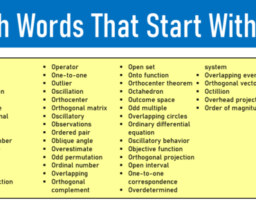 100 Math Words That Start With O