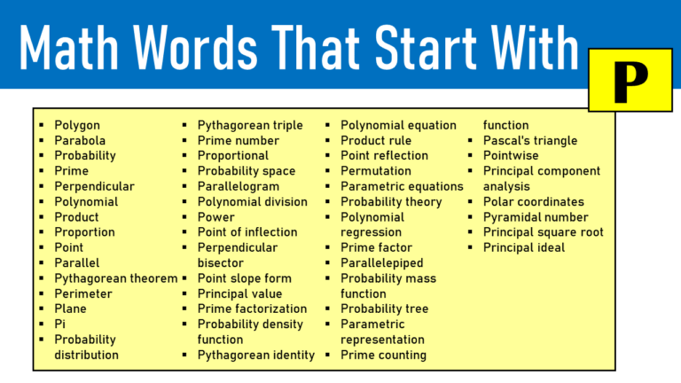 Fancy P In Math 100 Math Words That Start With P - EngDic