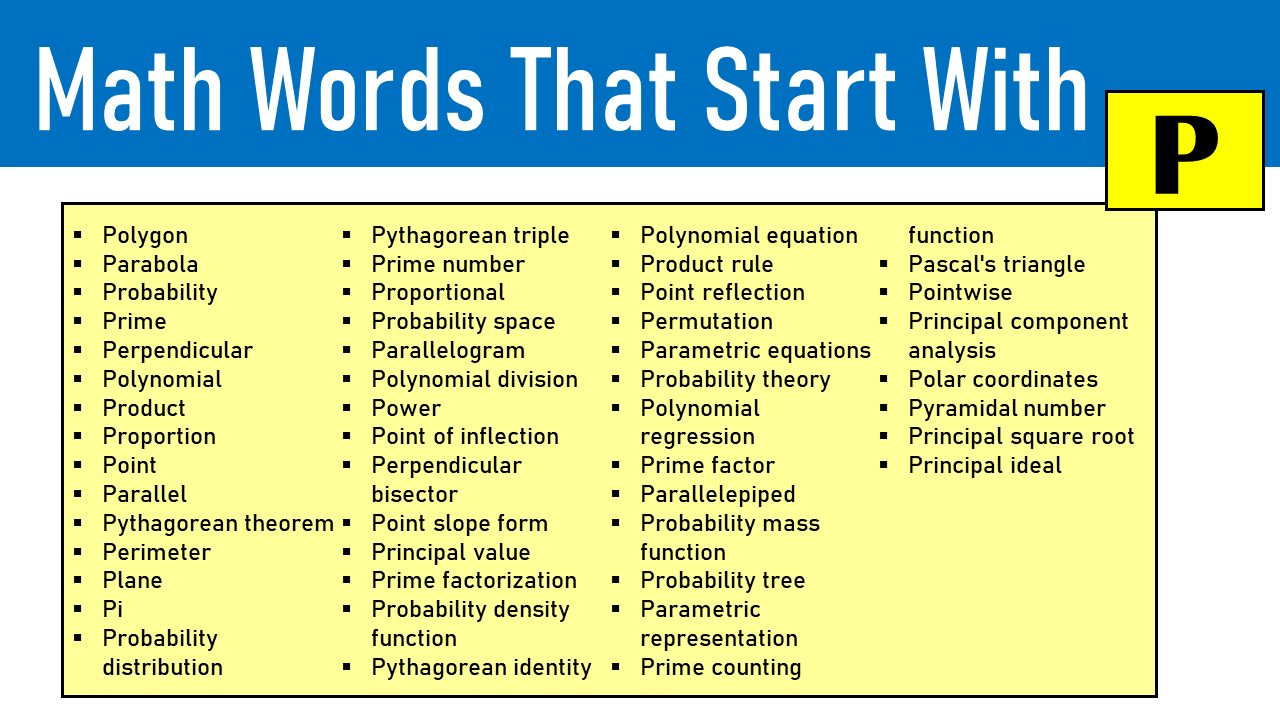 math words that start with p