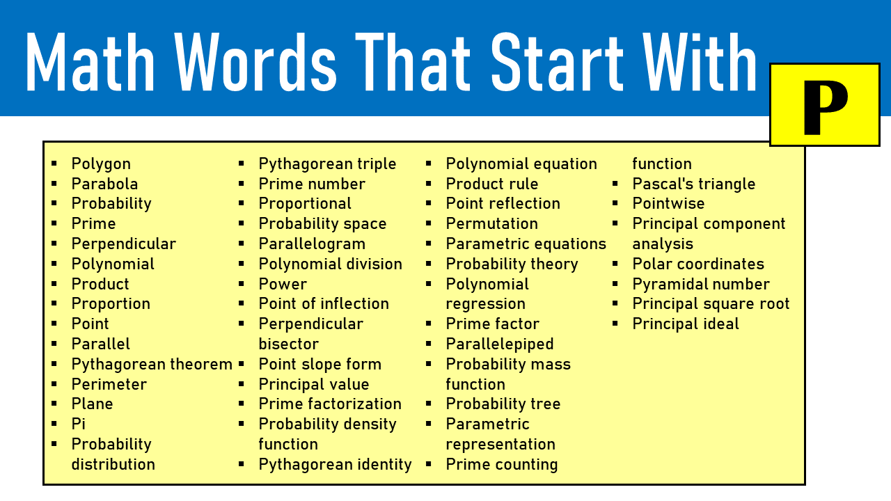 math words that start with p math words that start with p