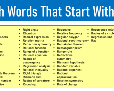 50 Math Words That Start With R