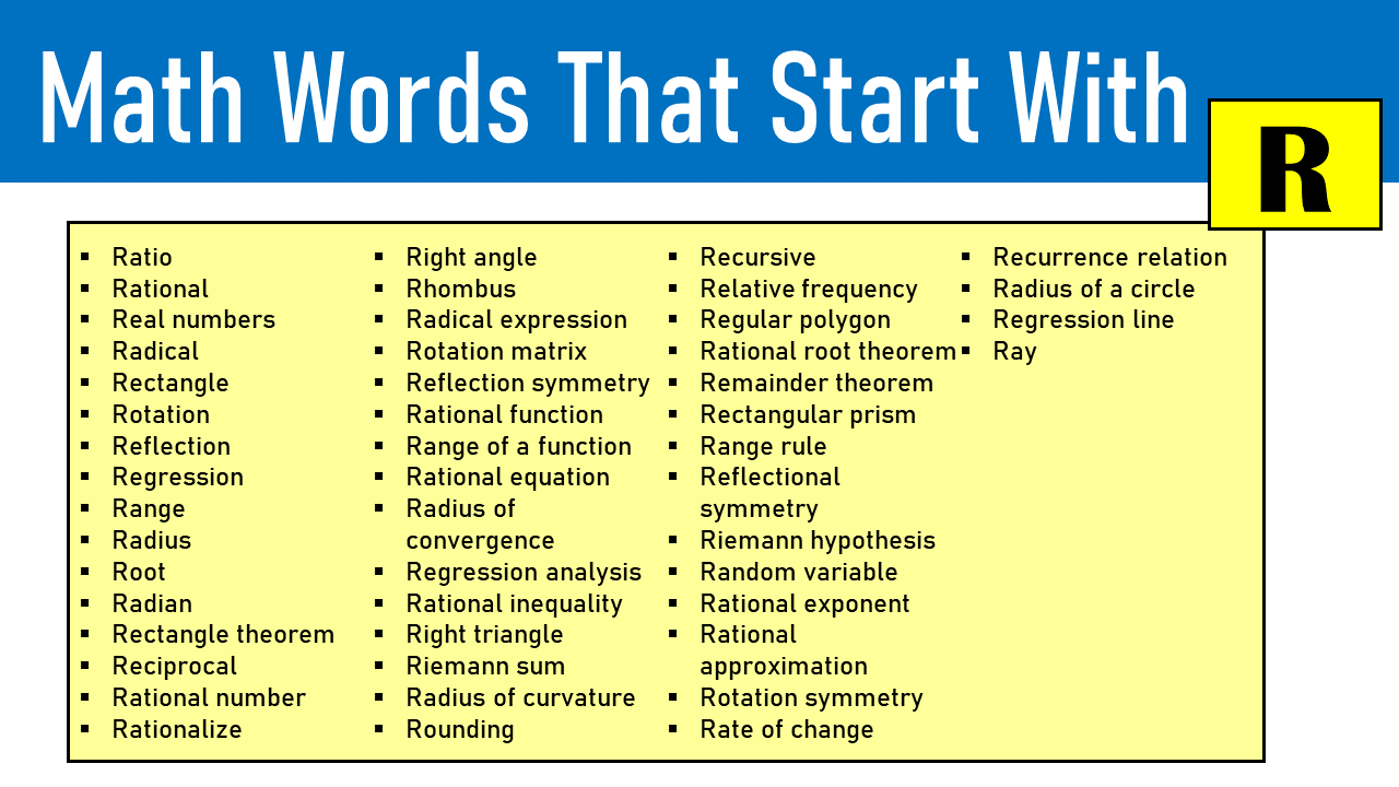 math words that start with r