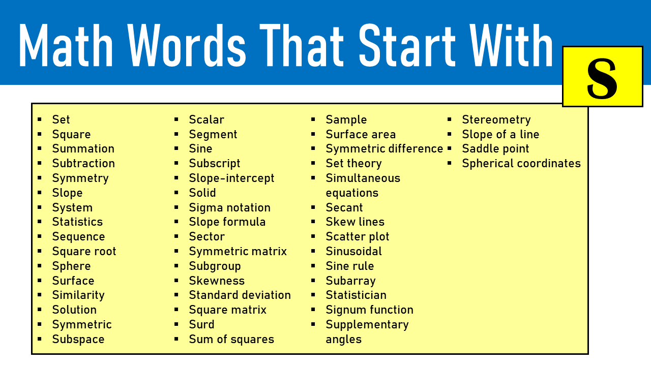 math words that start with s