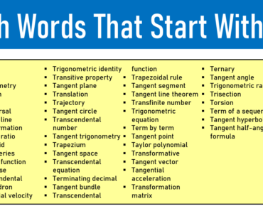 50 Math Words That Start With T