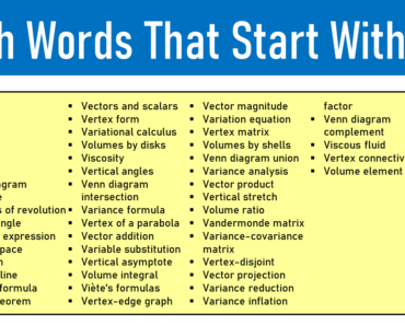 50 Math Words That Start With V