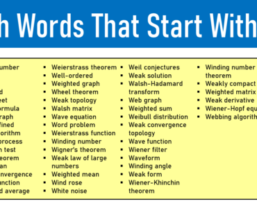 50 Math Words That Start With W