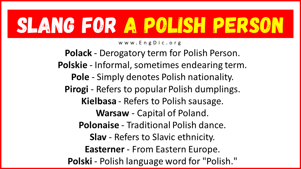 20 Slang For A Polish Person Their Uses Meanings EngDic