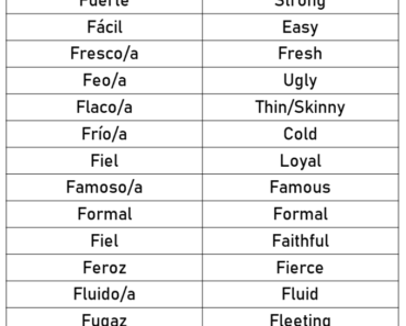 50+ Spanish Adjectives That Start With F