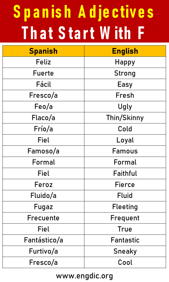 spanish adjectives that start with f