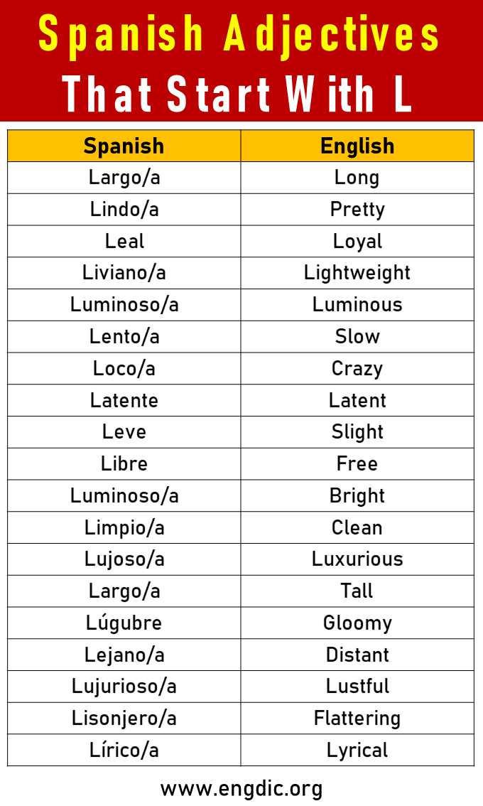 Adjectives That Start with L