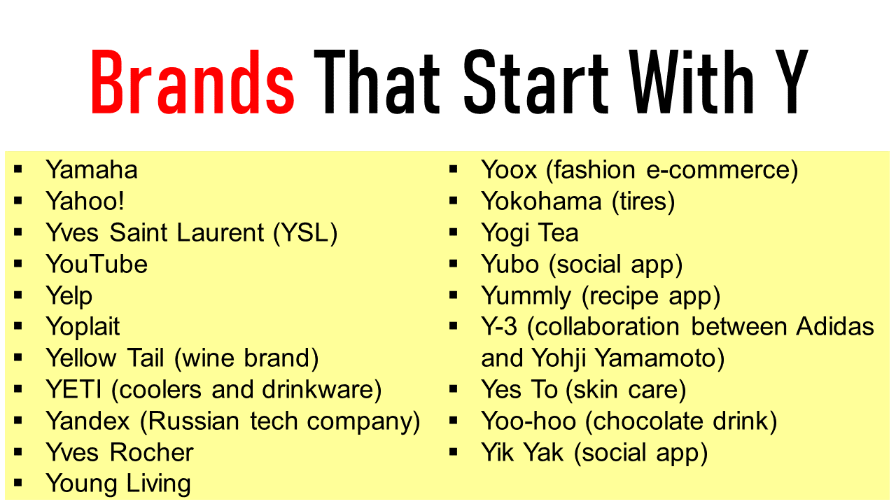 Brands That Start With Y