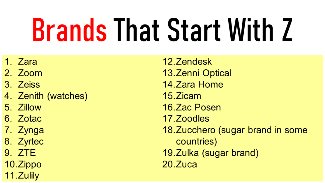 50+ Top Brands That Start With Z EngDic