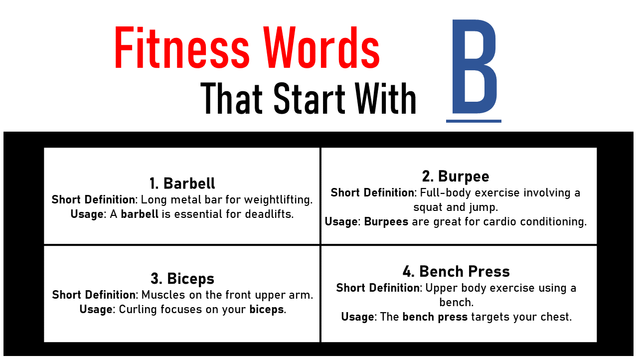 Fitness Words that start with b