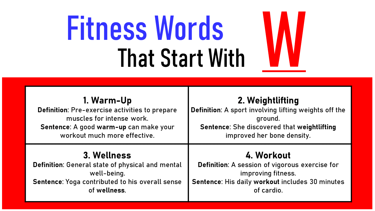Fitness Words that start with w