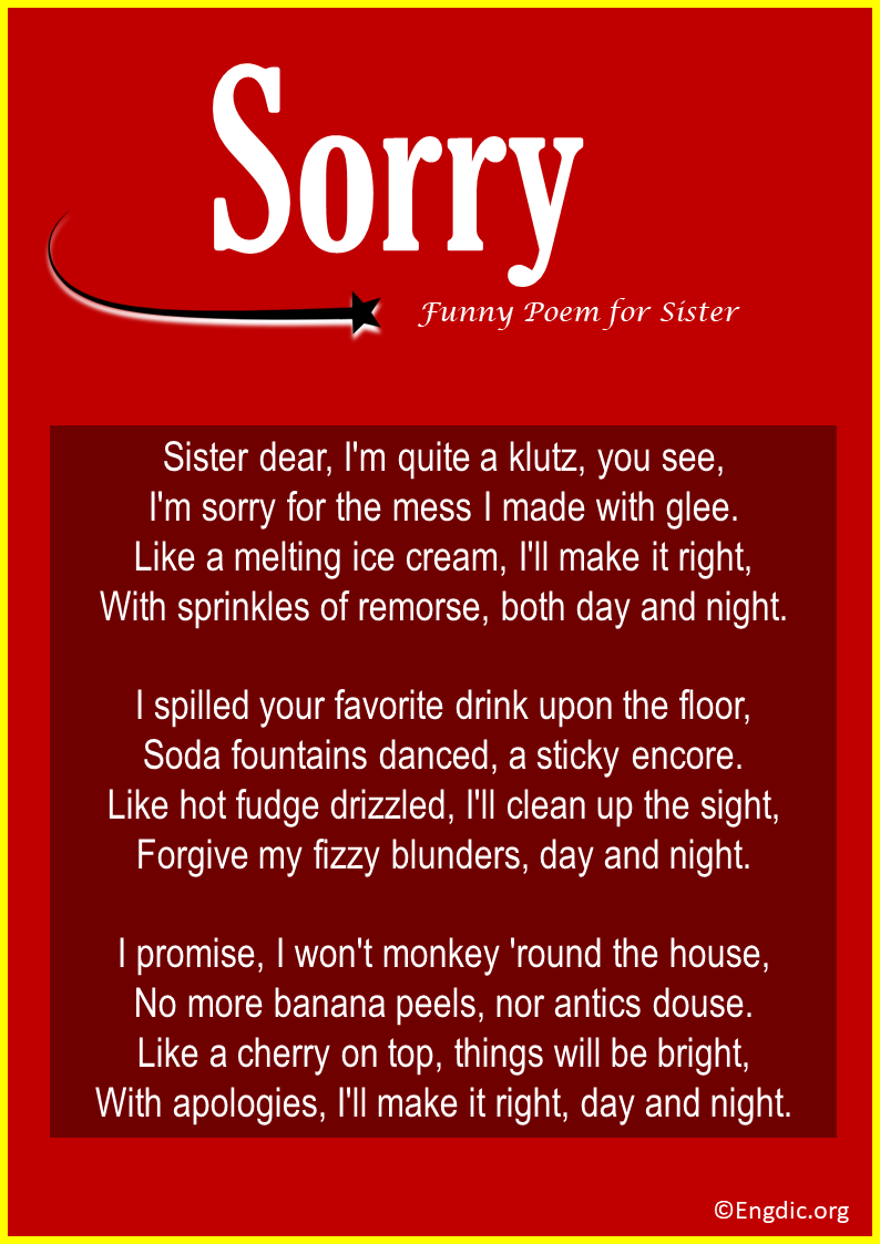 Funny Sorry Poems For Sister