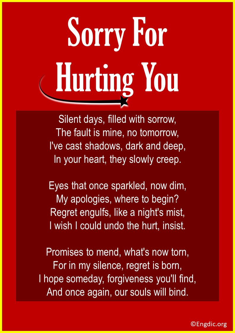 Poems about Sorry For Hurting You