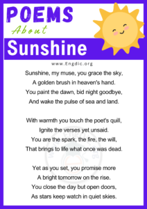 20+ Poems On Sunshine | Poetry about Sunshine - EngDic