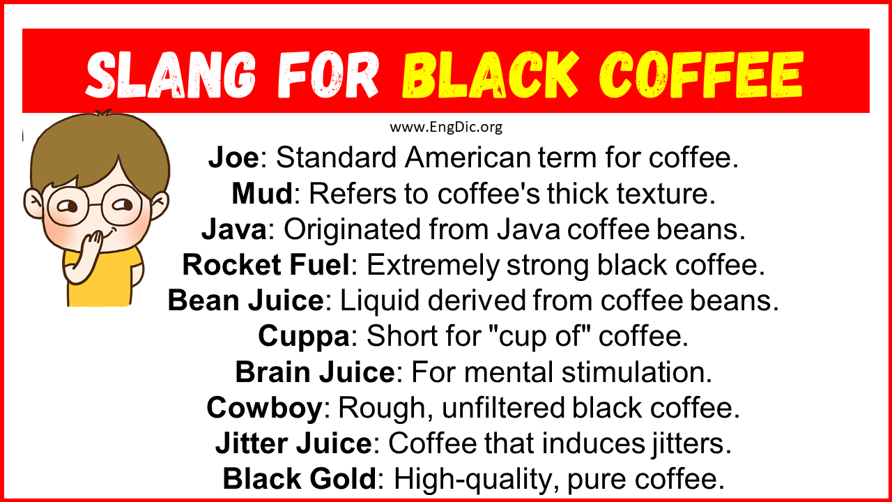 Slang For Black Coffee