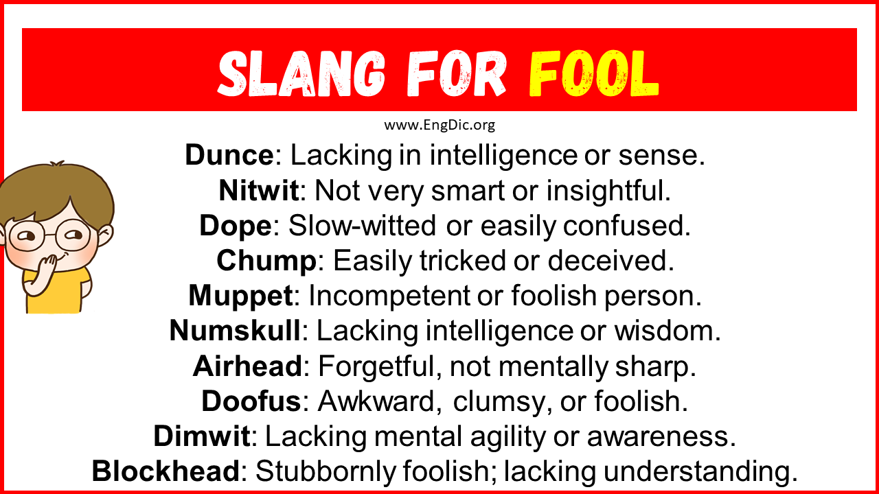 20+ Slang for Fool (Their Uses & Meanings) EngDic