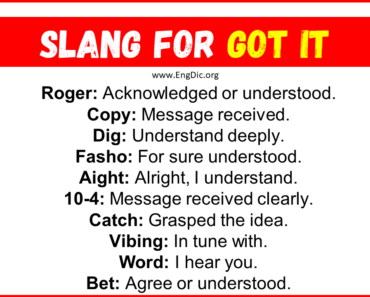 20+ Slang for Got it (Their Uses & Meanings)