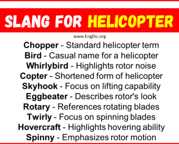 20+ Slang for Helicopter (Their Uses & Meanings)
