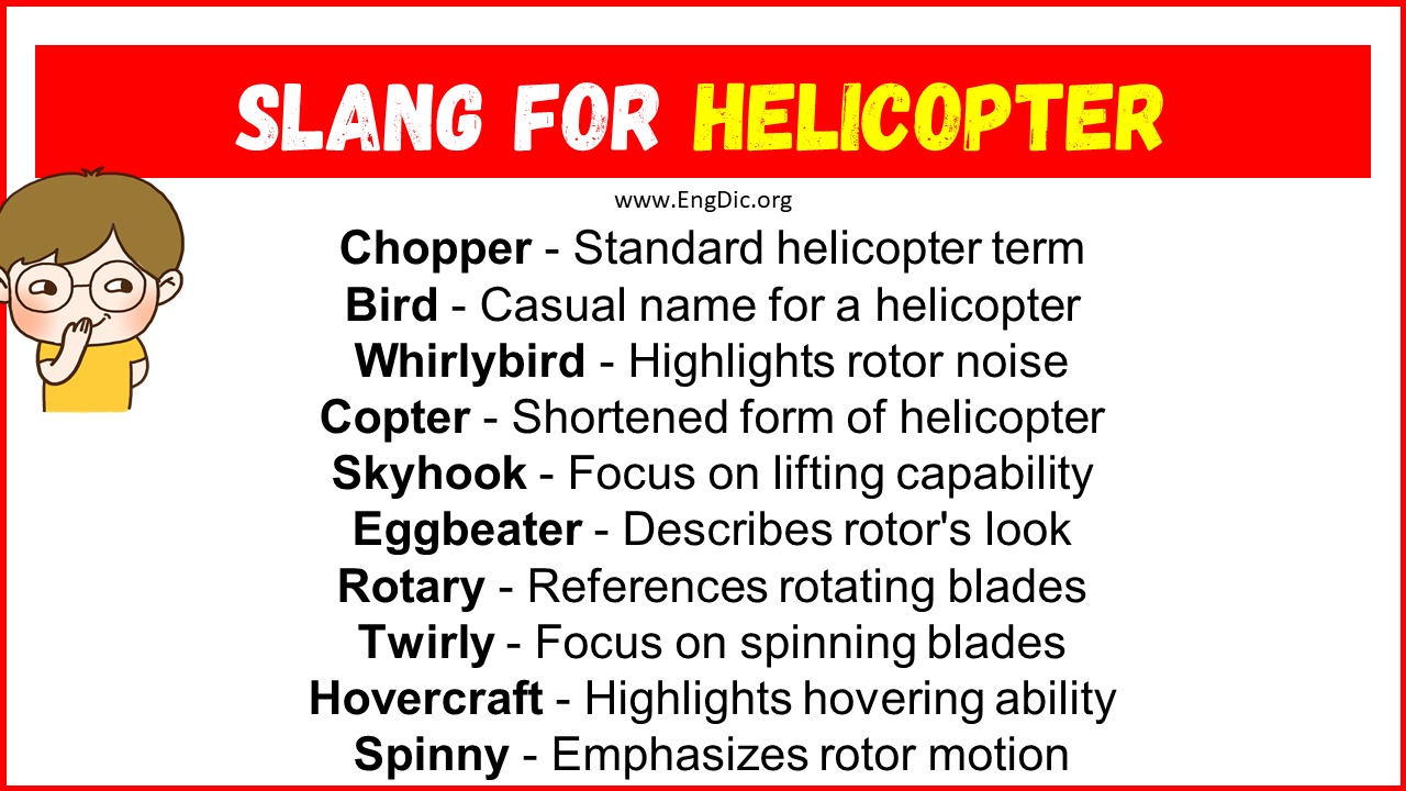 20  Slang for Helicopter (Their Uses Meanings) EngDic